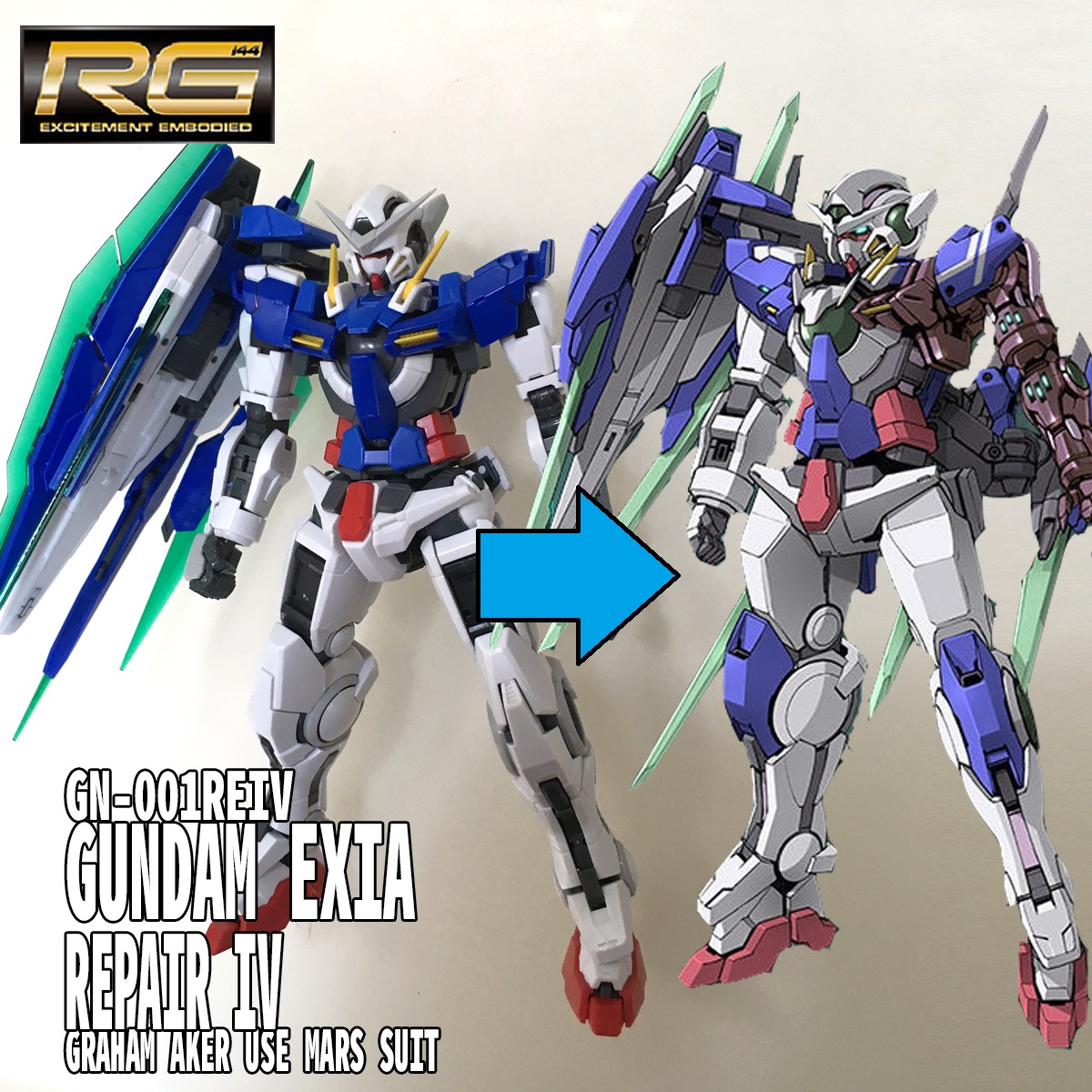 Rg ガンダムエクシア Rg ガンダムエクシアリペアiv グラハムガンダム 改造開始 ワタシに この先があると言うのか