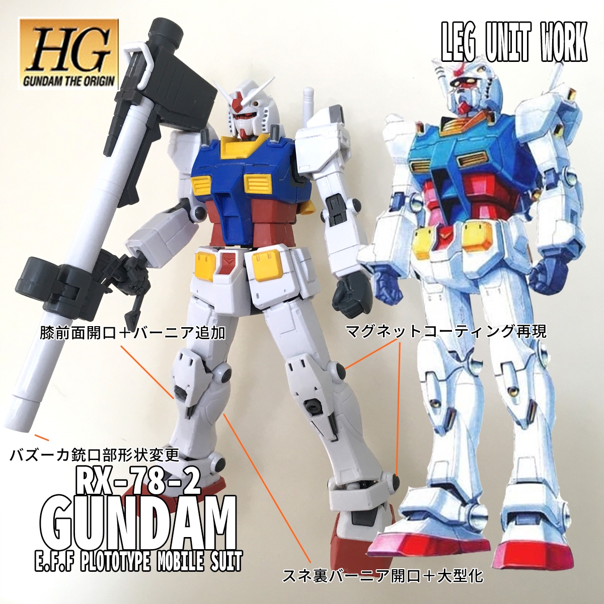 HGUC ガンダム ORIGIN版【脚パーツ】 ガンプラ 完成品 ジャンク品-