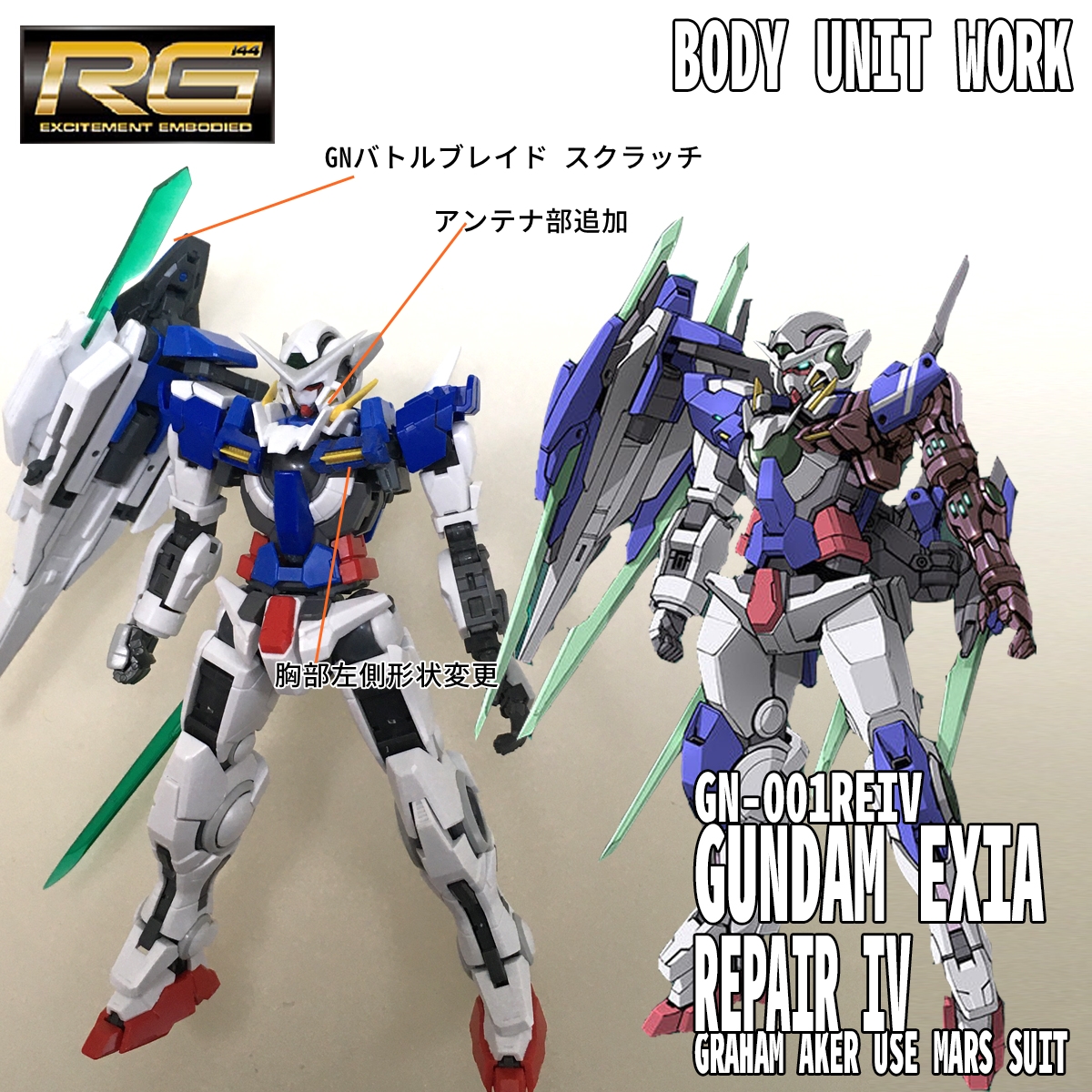 Rg ガンダムエクシア Rg ガンダムエクシアリペアiv グラハムガンダム 胸部改造編 いいだろう その君の願い