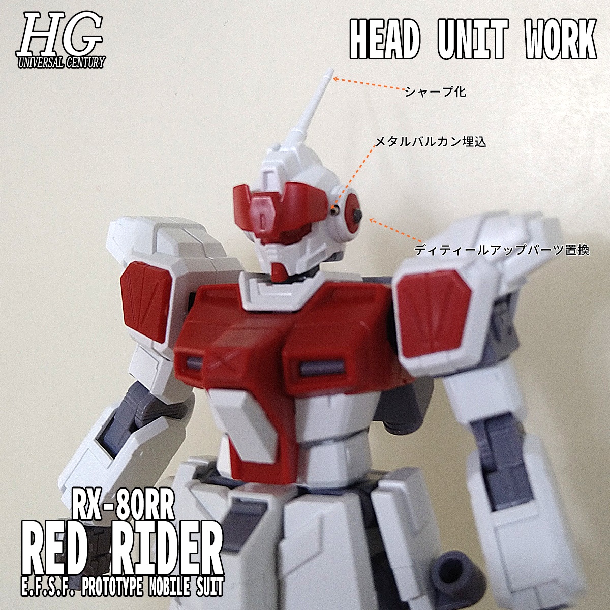 Hguc レッドライダー 頭部改造編